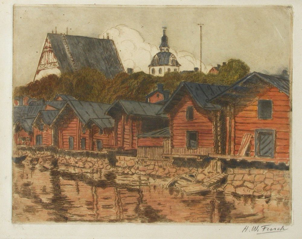 Porvoon ranta-aittoja, 1902, by Alfred William Finch