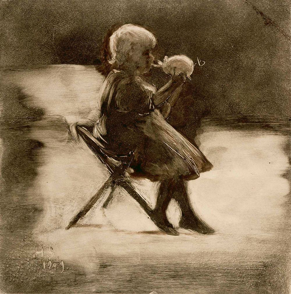A girl playing, 1909, by Hugo Simberg