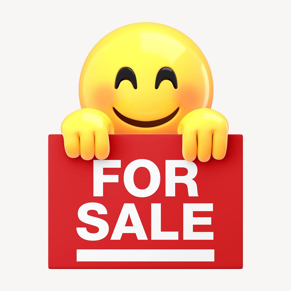 3D emoji holding sale sign Premium Photo rawpixel