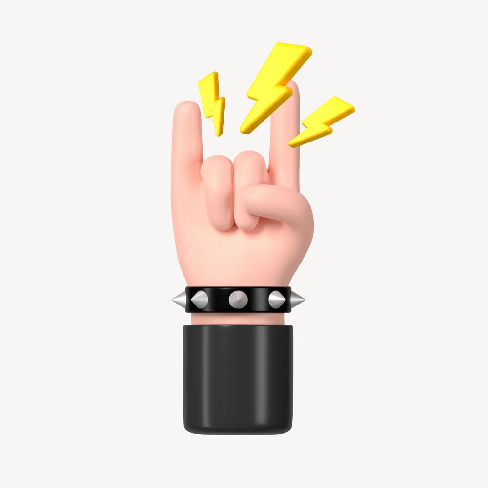 Rock and roll hand, 3D illustration