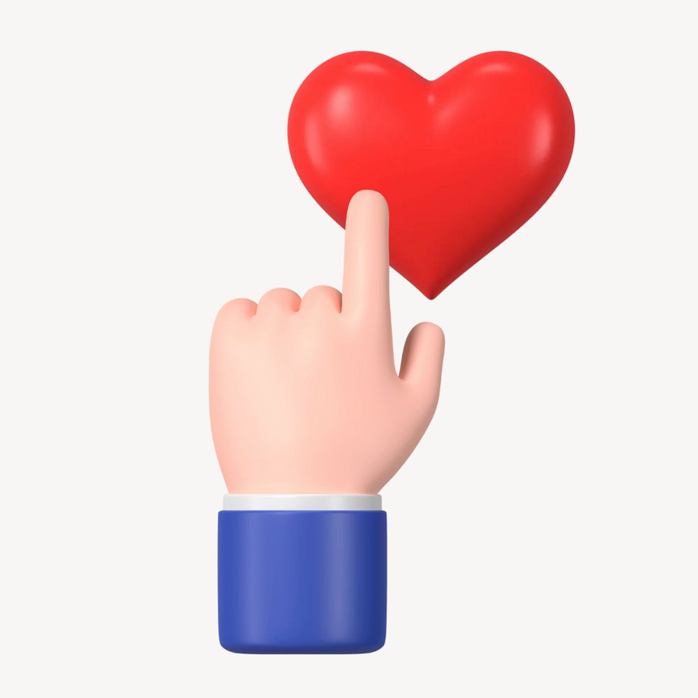 Finger tapping on heart, 3D love graphic
