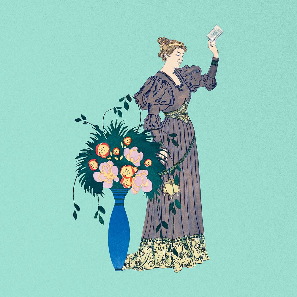 Flower vintage woman, art nouveau, | Premium Photo Illustration - rawpixel