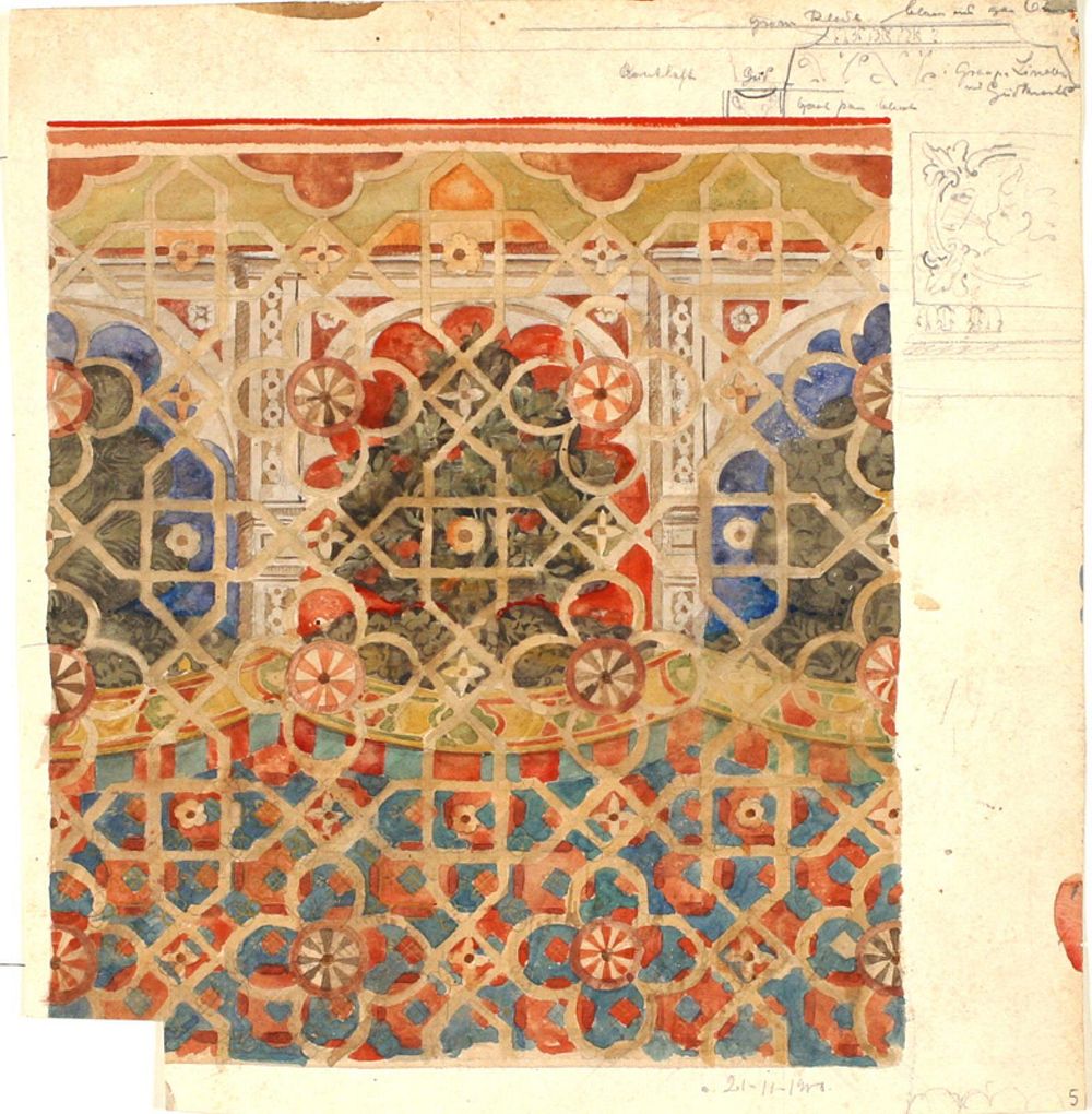 Copy after an early Christian mosaic, as well as notes on the colours by Niels Larsen Stevns