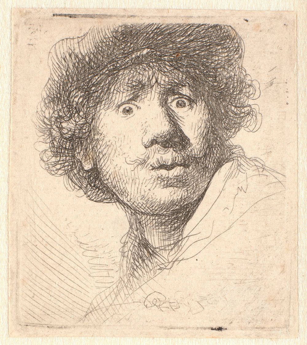 Self portrait with staring eyes by Rembrandt van Rijn