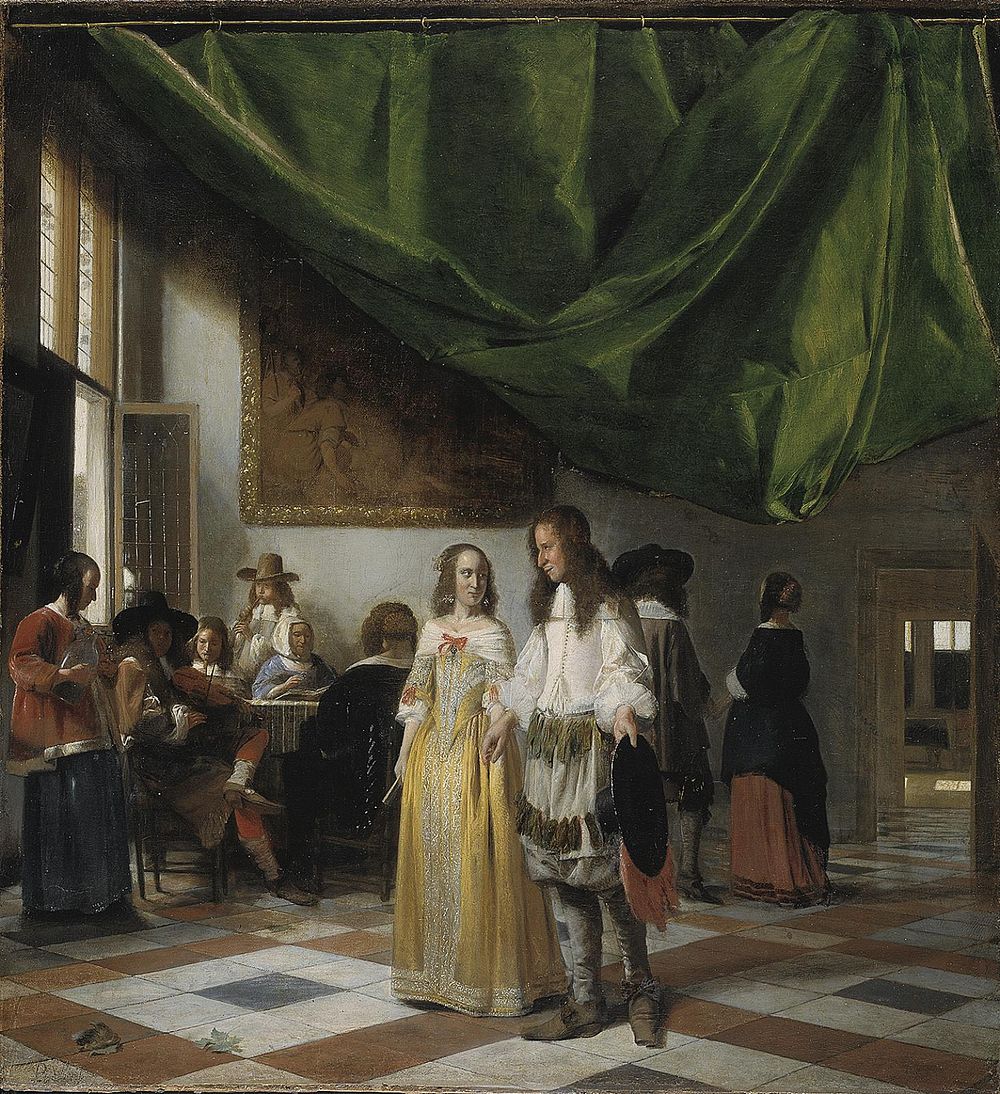 Interior with a Young Couple and People Making Music by Pieter de Hooch