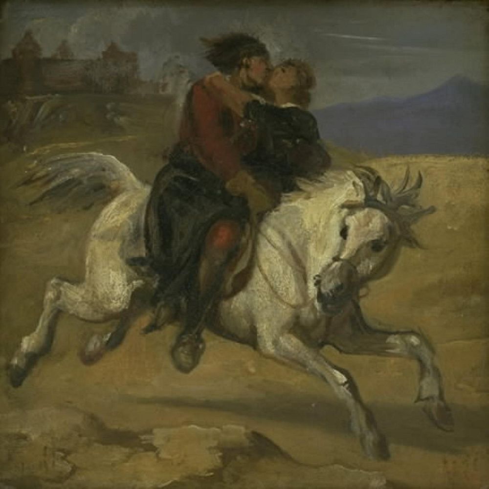 An abduction scene by Wilhelm Marstrand