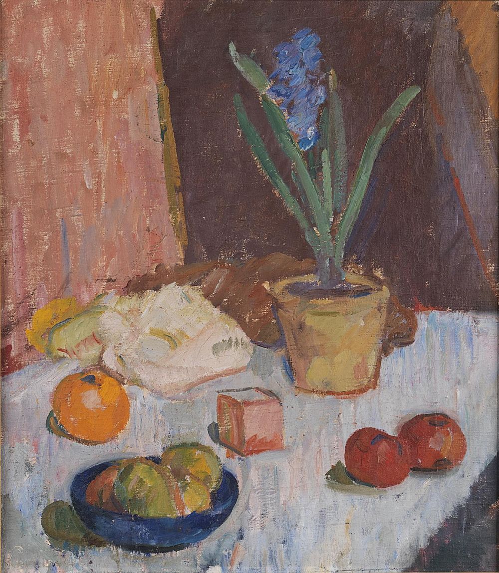 Composition with Hyacinth, Fruits and Blue Bowl by Karl Isakson