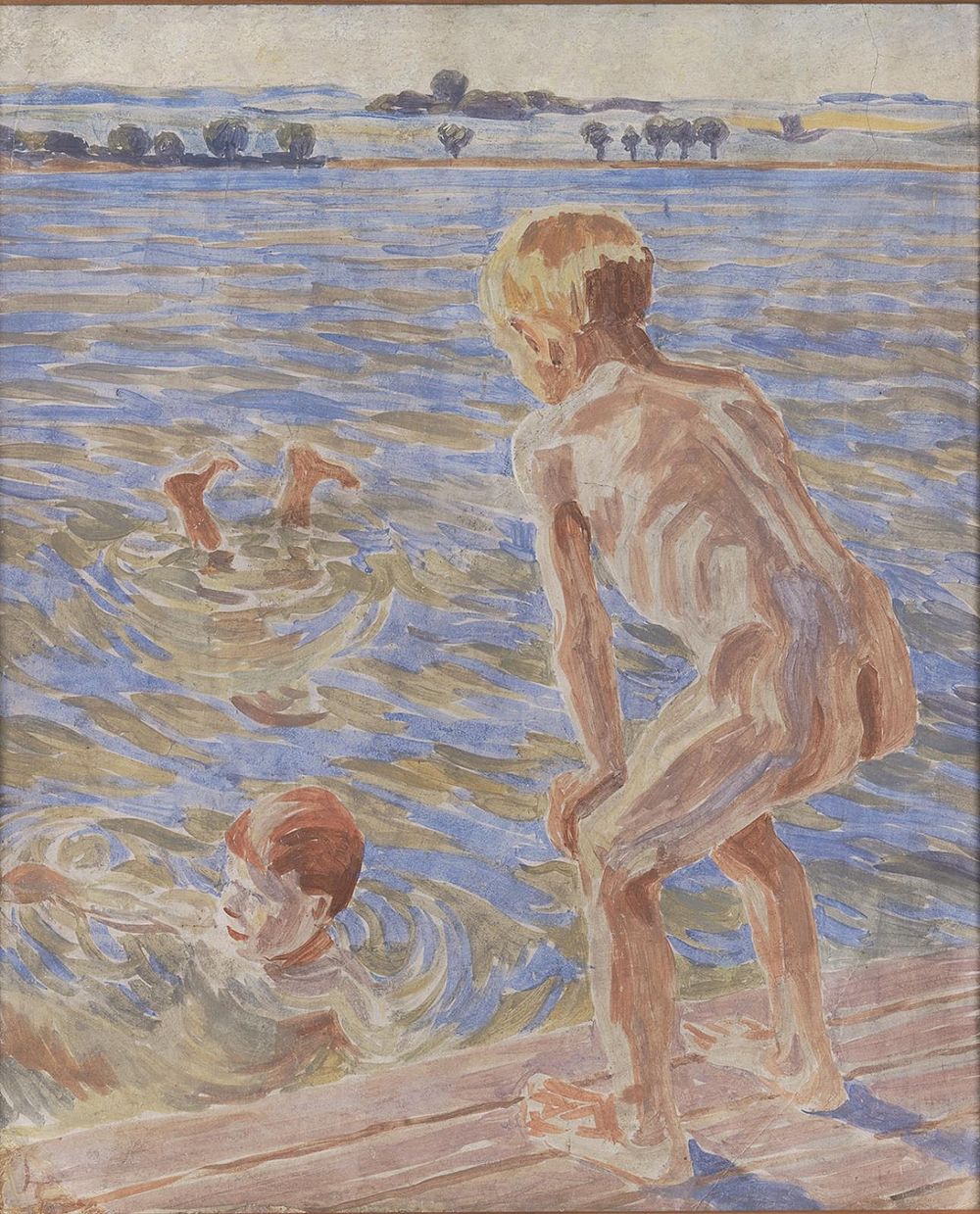 Bathing boys.Fåborg Fjord by Peter Hansen