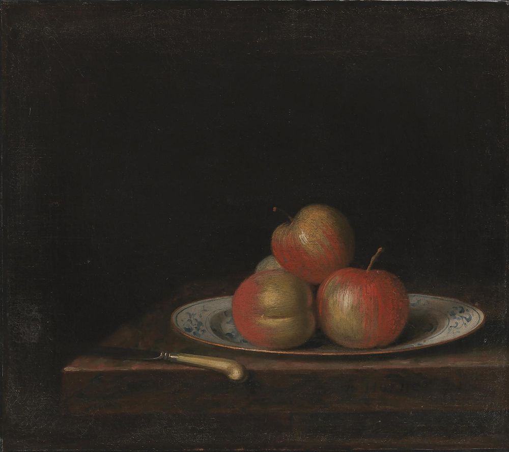 Nature morte with apples on an "East Indian" plate by Johan Hörner