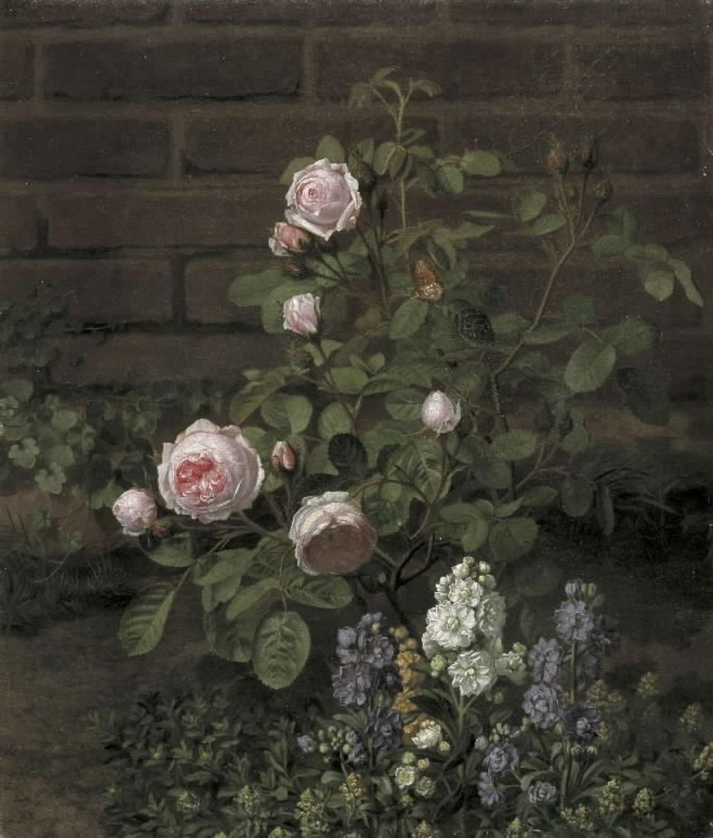 A Moss Rose Tree Surrounded by Summer Flowers by Otto Diderich Ottesen