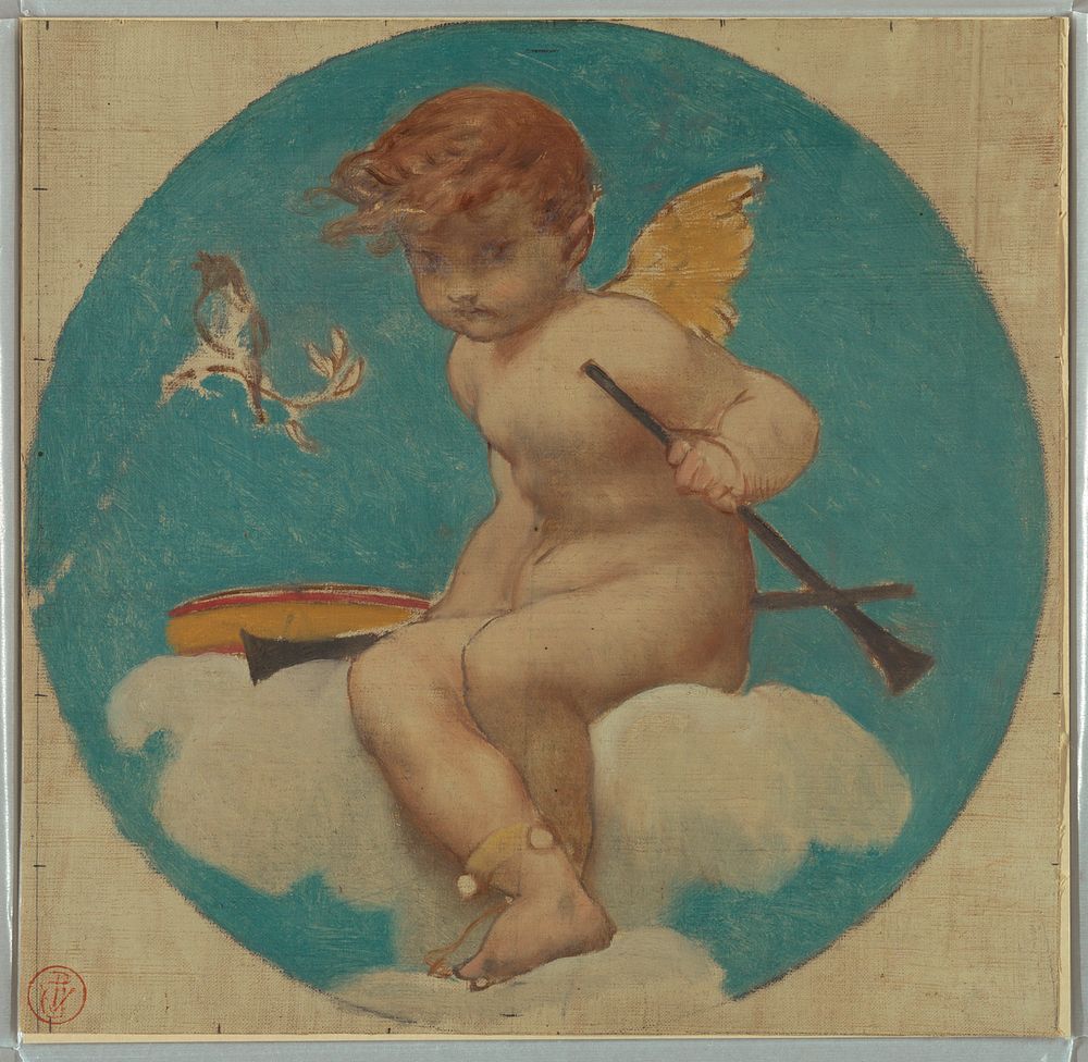 Study for Roundel with Putto Holding Attributes of Music, Pierrevictor Galland