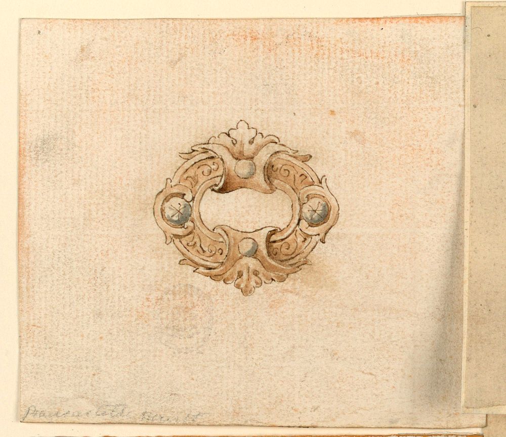 Design for brooch with diamonds and pearls