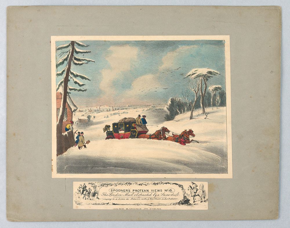 Optical TOy: "The London Mail Obstructed by a Snowdrift" (Spooner's Protean Views, no. 16)