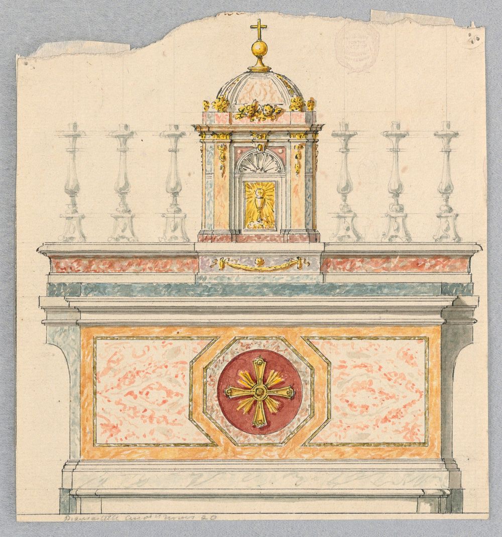Project for an altar: intended to be executed with colored marble and gilded bronze
