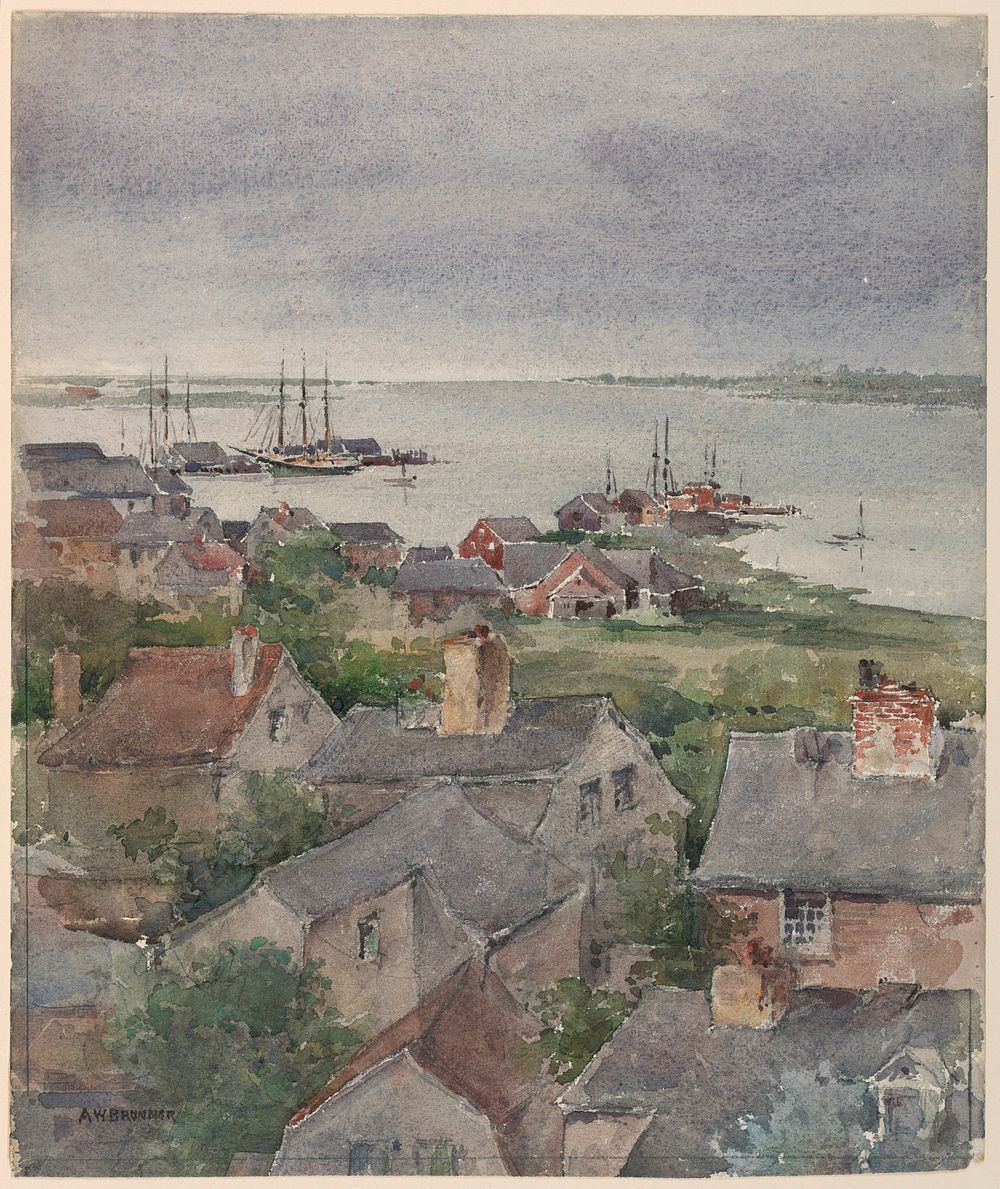 Houses by the Shore in Nantucket, Arnold William Brunner