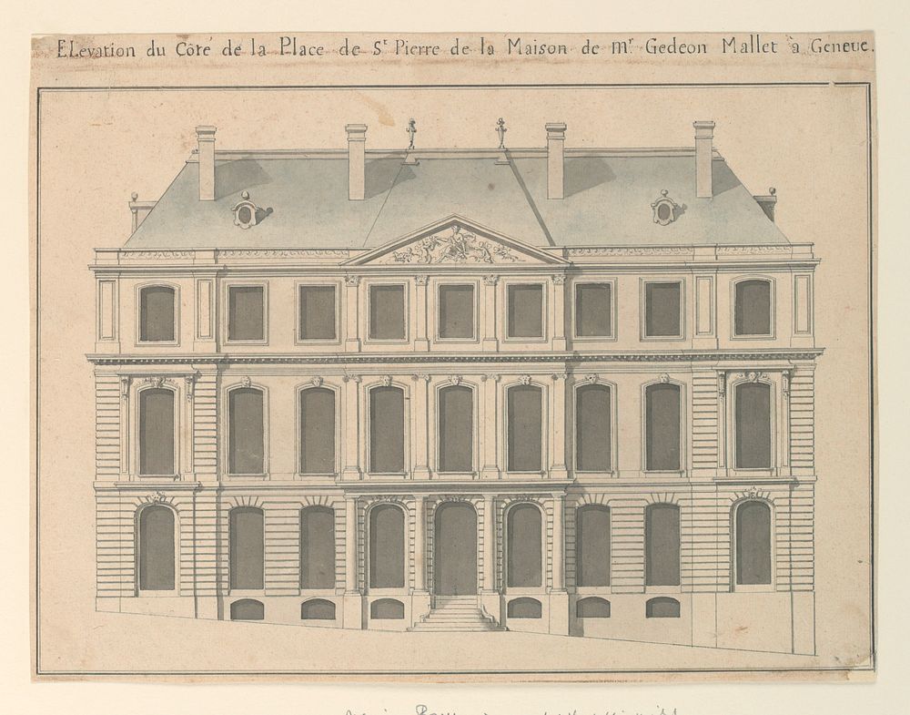 Front elevation of the house of Mr. G&eacute;d&eacute;on Mallet in Geneva, Franois Blondel