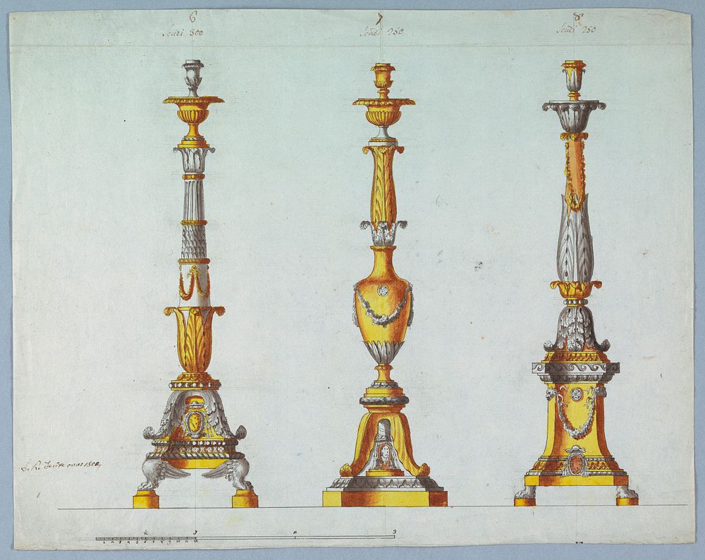 Three Designs for Candlesticks, Luigi Righetti