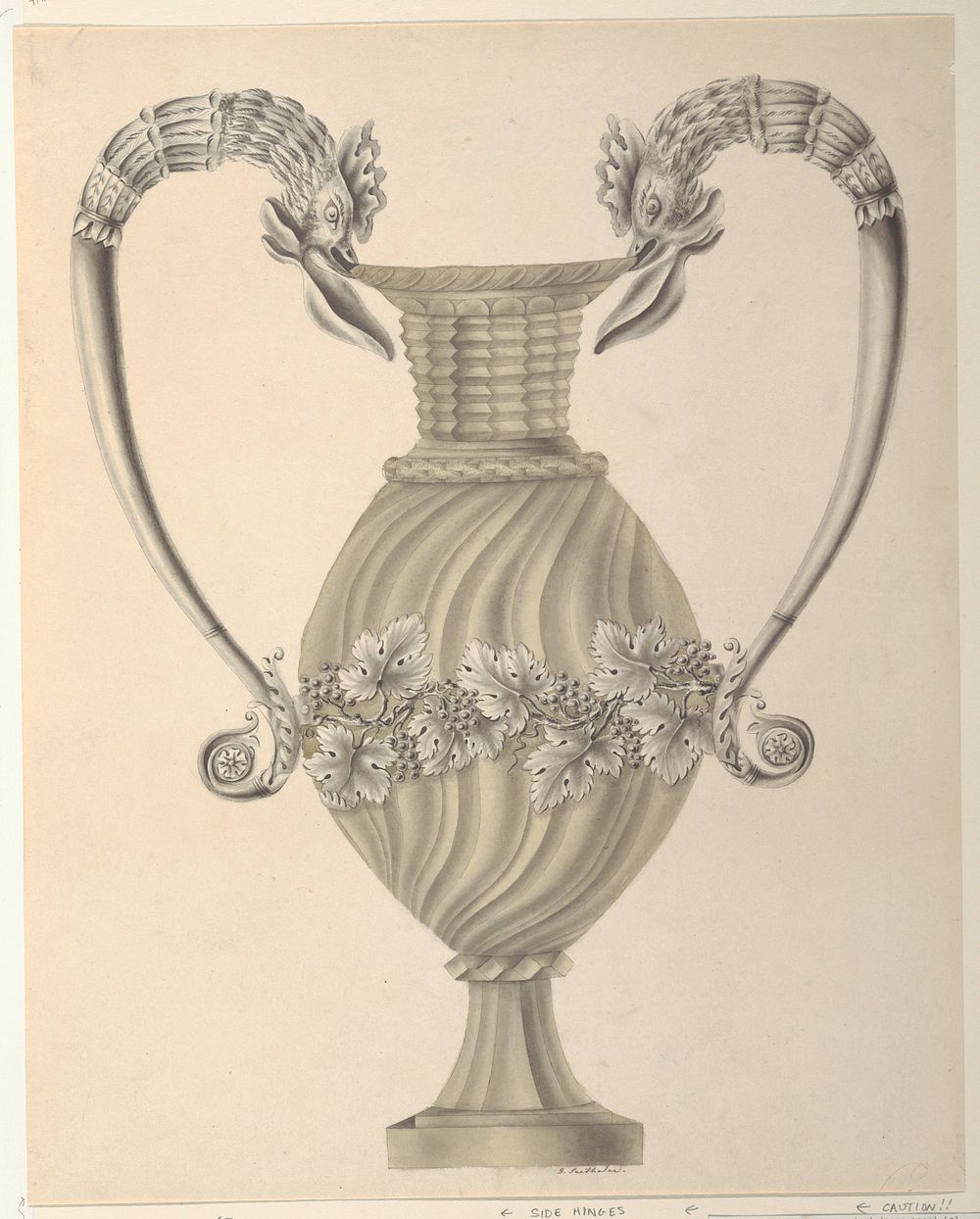 Design for a Crystal Urn with Silver Mounts