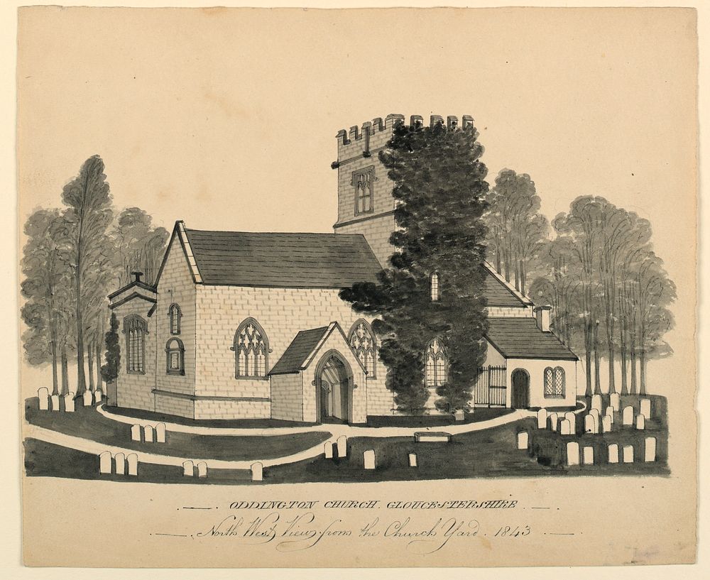 Oddington Church Yard, Gloucestershire, North West View