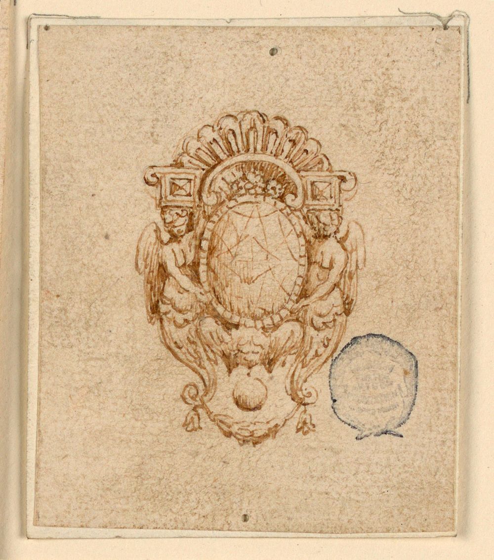 Design for Brooch with Winged Half Figures