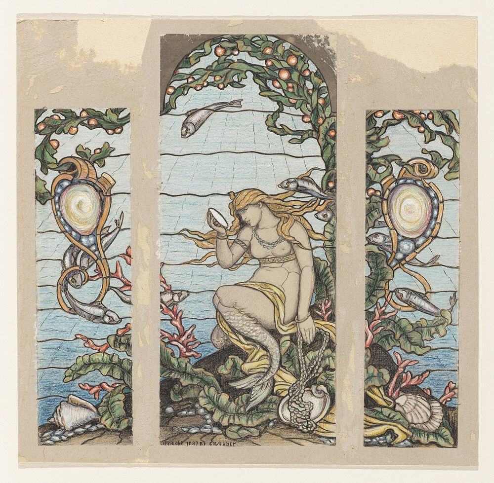 Study for "The Mermaid Window," A.H. Barney Residence, New York, NY, Elihu Vedder