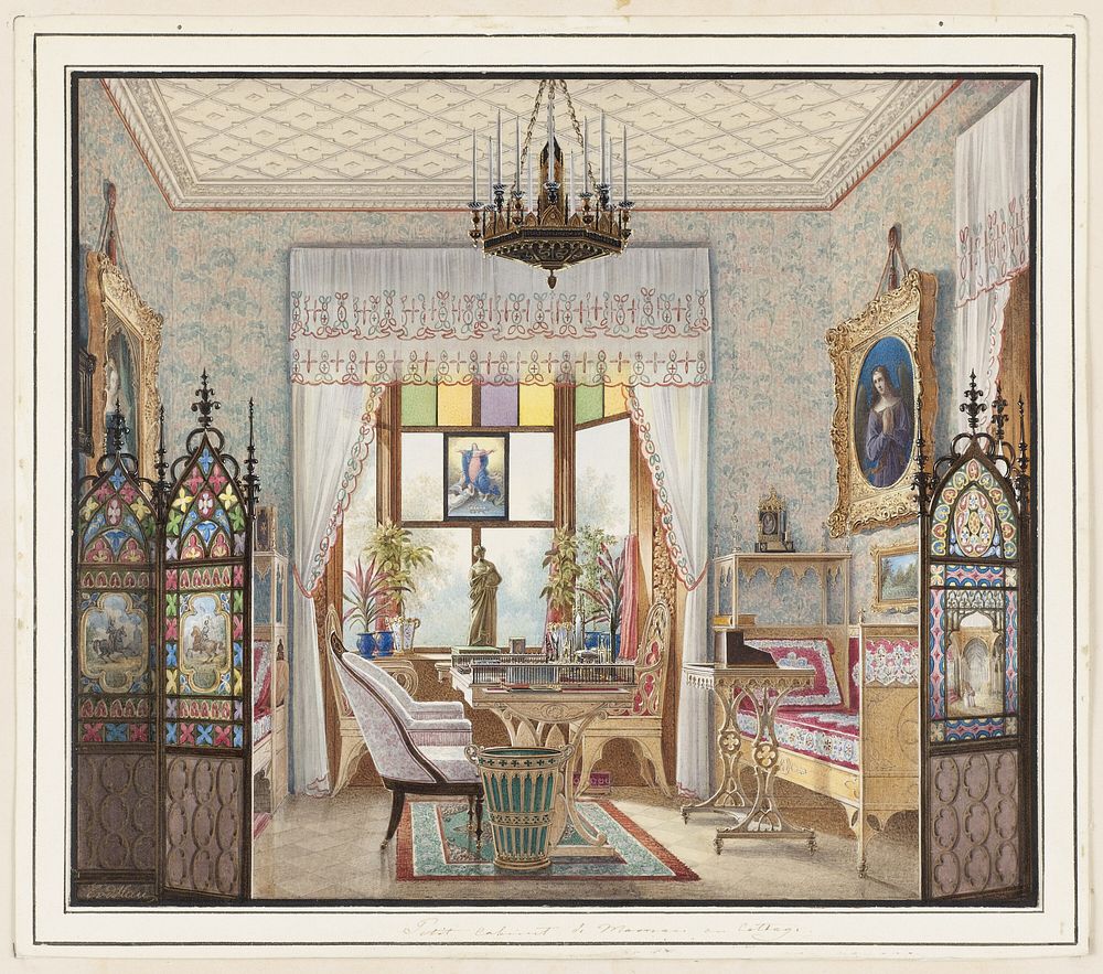 Empress Alexandra Feodorovna's Sitting Room, Cottage Palace, St. Petersburg, Russia, Eduard Petrovich Hau