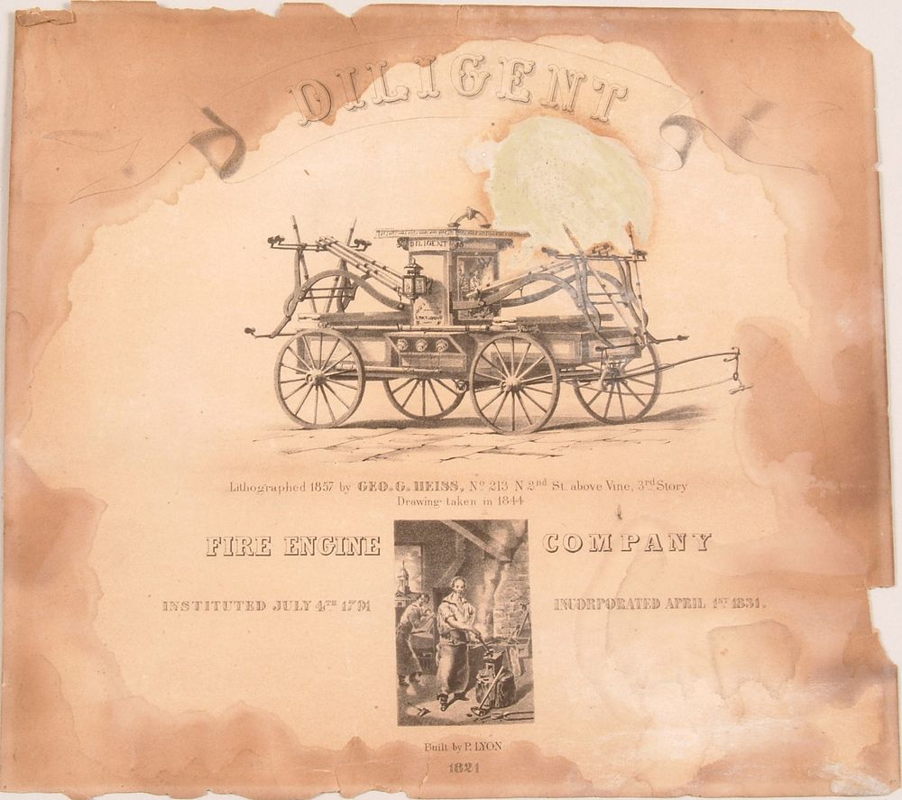Lithograph, "Diligent Fire Engine", Smithsonian National Museum of African Art