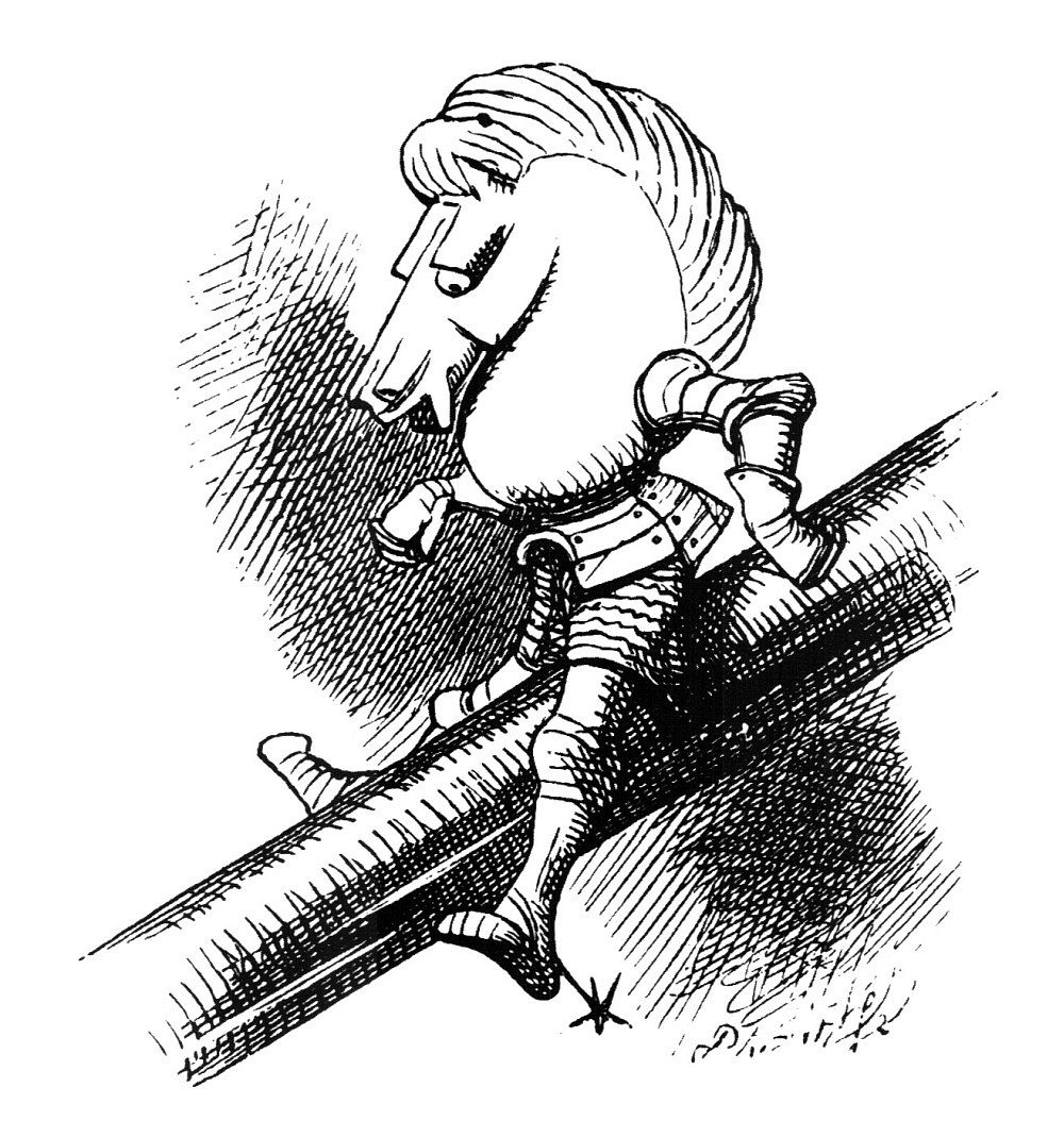 White knight, a character from Alice's Adventures in Wonderland (1871) by John Tenniel
