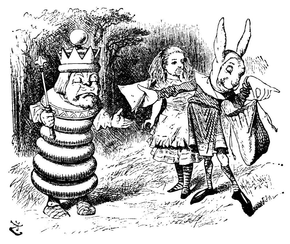 The king from Through the Looking-Glass, and What Alice Found There, a scene from Alice's Adventures in Wonderland (1865) by…