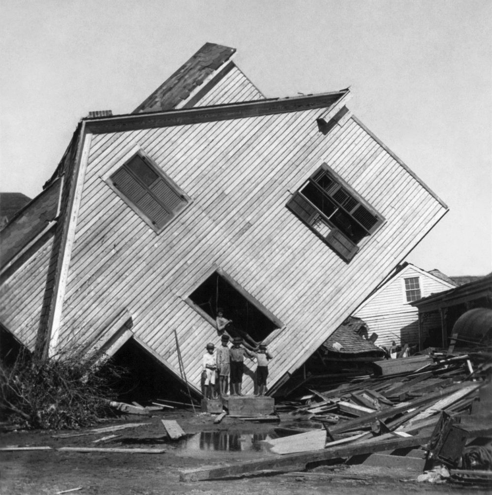 Aftermath of Galveston, Texas hurricane of 1900. House on Avenue N.