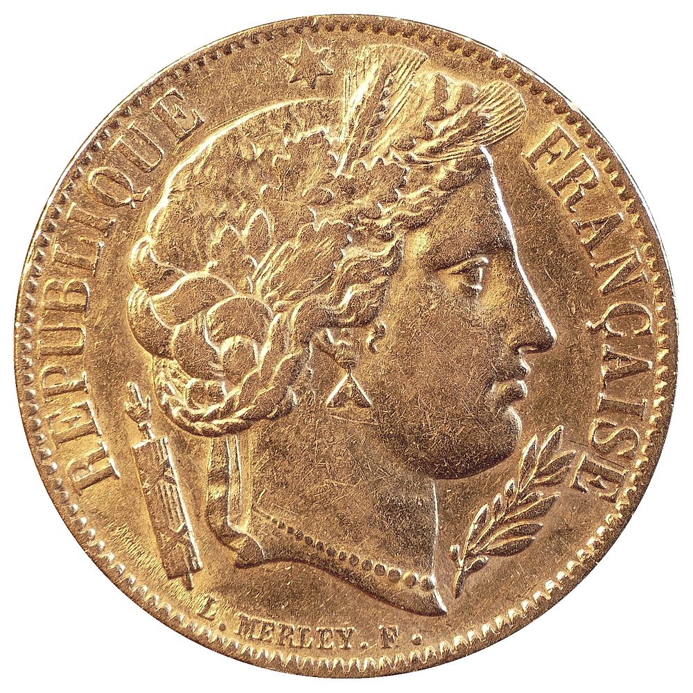 Monnaie de 20 francs 1851, deuxième république, atelier Paris, or 900/1000e, diamètre 21 mm, 6,45 gr. Graveur Louis Merley.…
