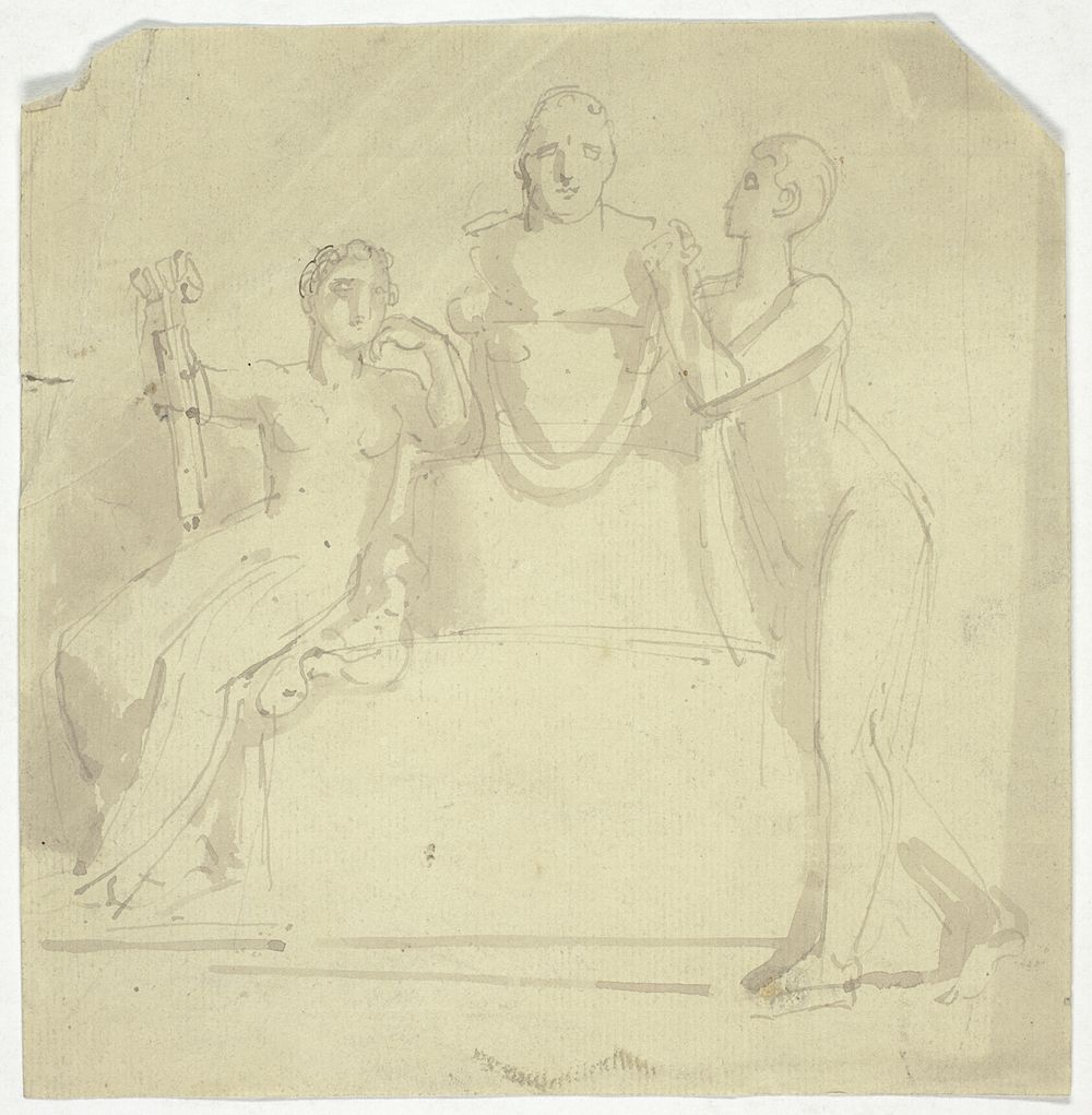 Two Female Figures with a Bust by Thomas Stothard