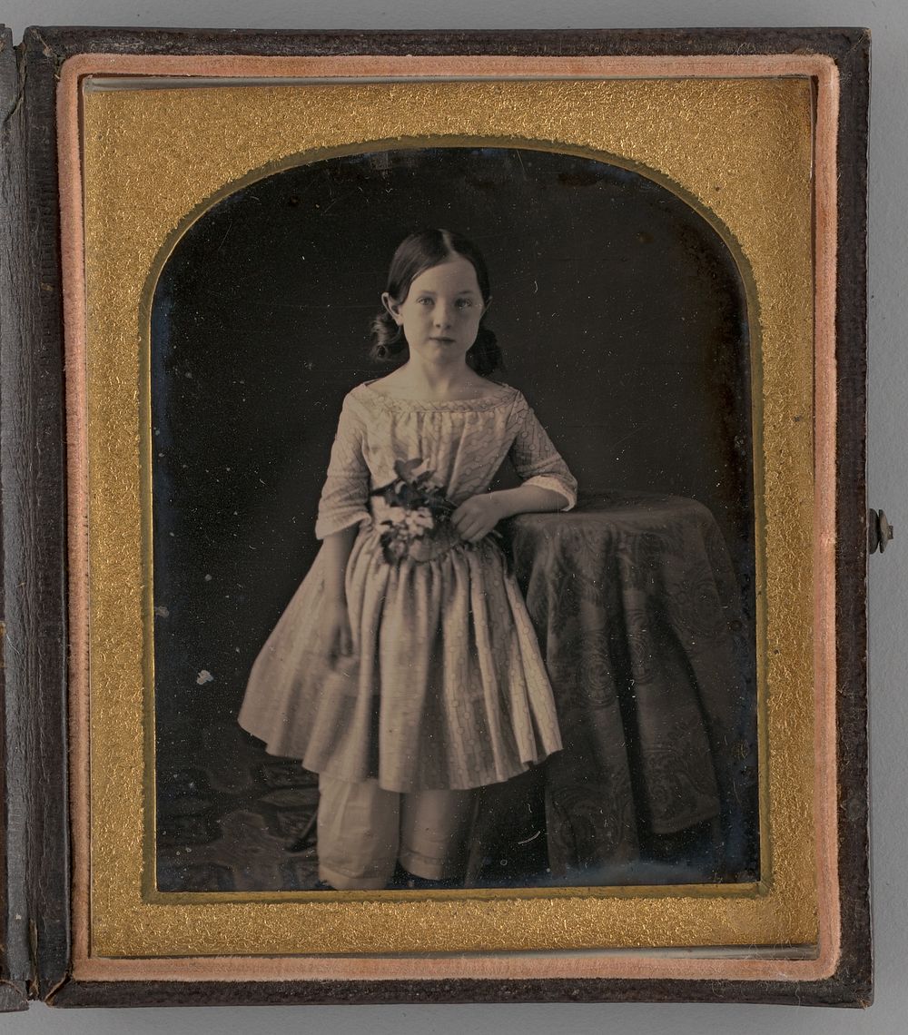 Untitled (Portrait of a Girl Holding Flowers) by Unknown Maker