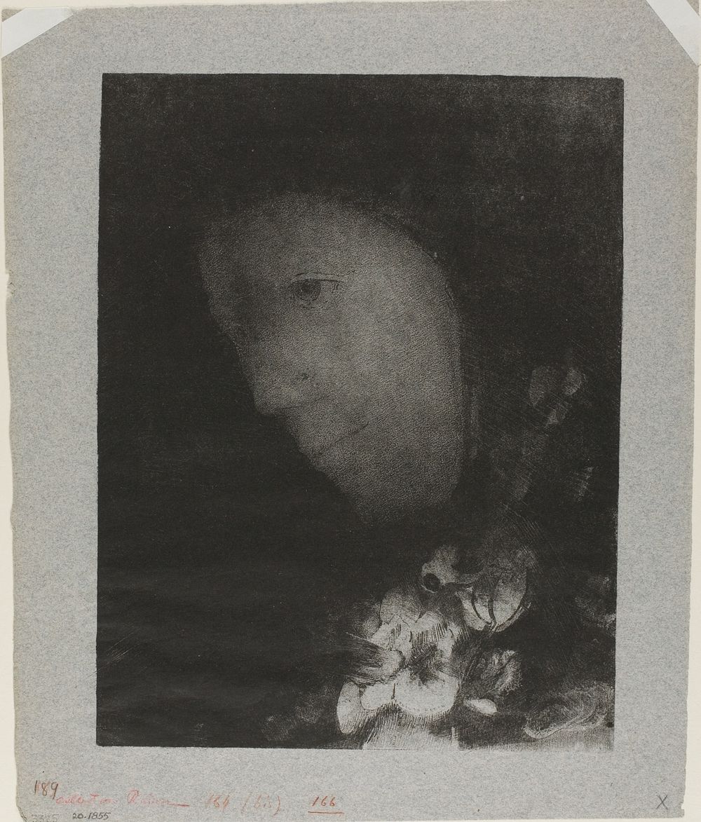 Head of Woman With Corsage of Flowers by Odilon Redon
