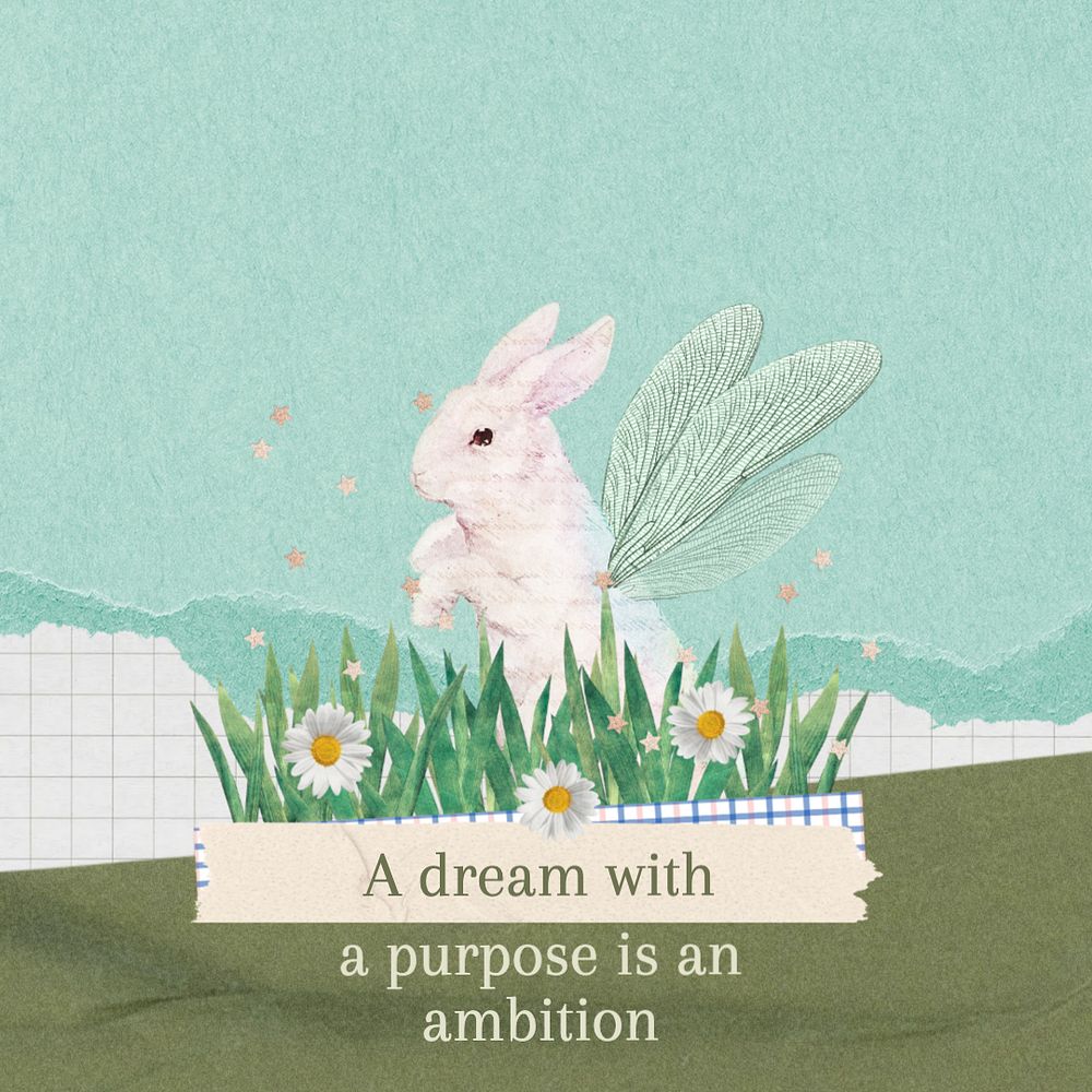 Easter bunny illustration, dream quote