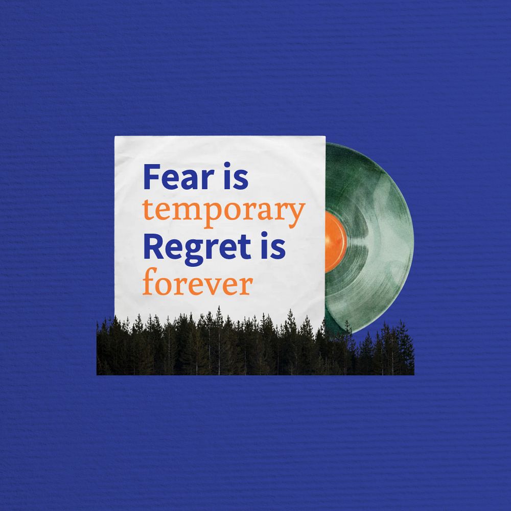 Motivational music quote, vinyl record collage