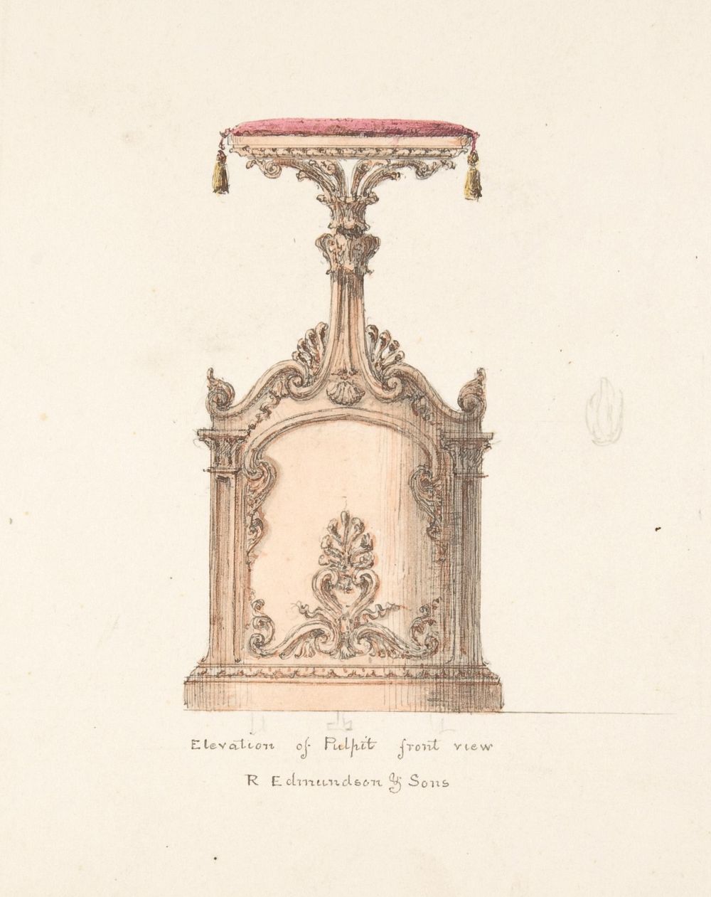 Elevation of a Pulpit, Front View, R. Edmundson & Sons, Anonymous, British, 19th century