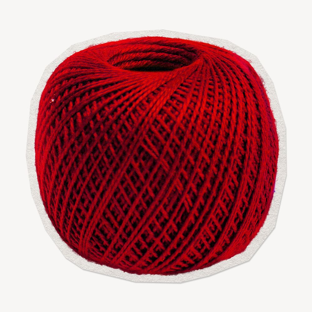 Red yarn  paper element with white border