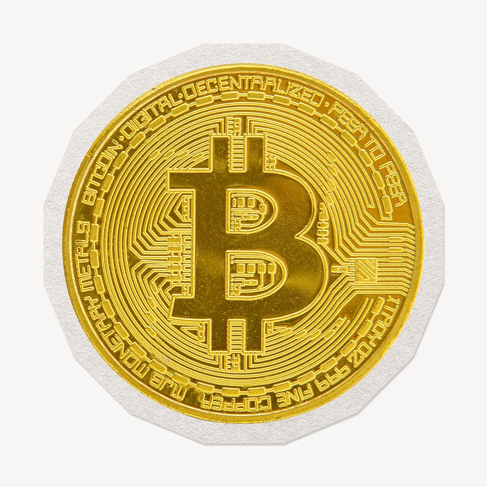 Golden cryptocurrency paper element with white border