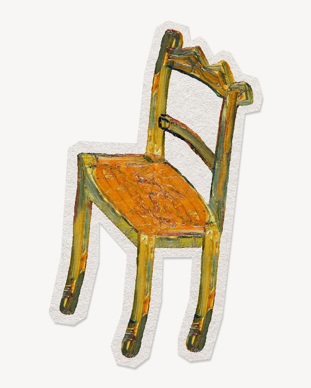 Van Gogh's chair paper element with white border , artwork remixed by rawpixel.