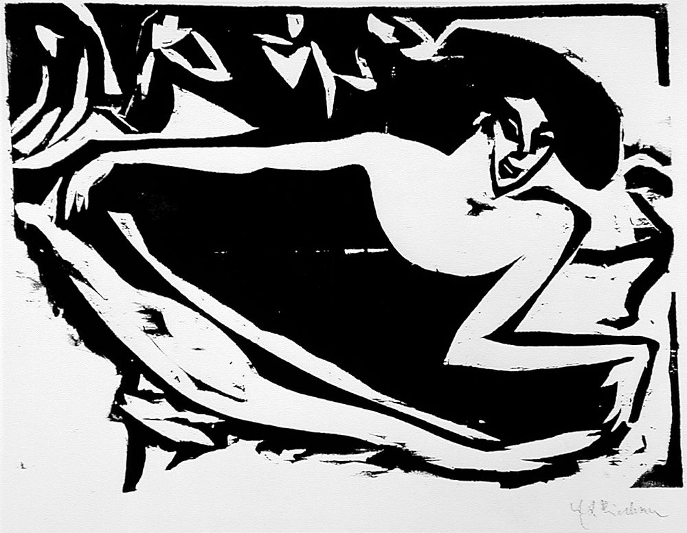 Dancer with lifted skirt by Ernst Ludwig Kirchner