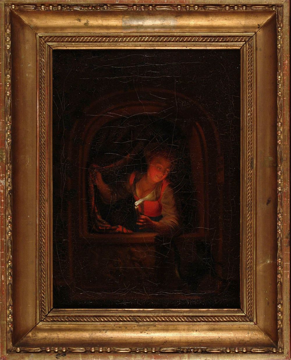 Nuori nainen ja kynttila, kopio godfried schalckenin mukaan, 1805