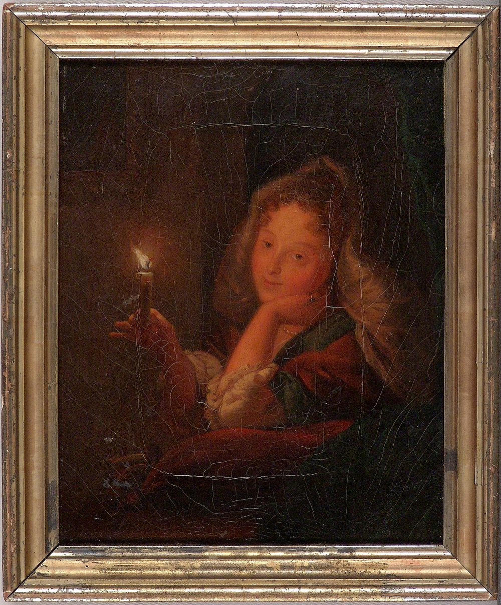 Nuori tytto kynttila kadessa, kopio gottfried schalckerin mukaan, 1860 - 1861