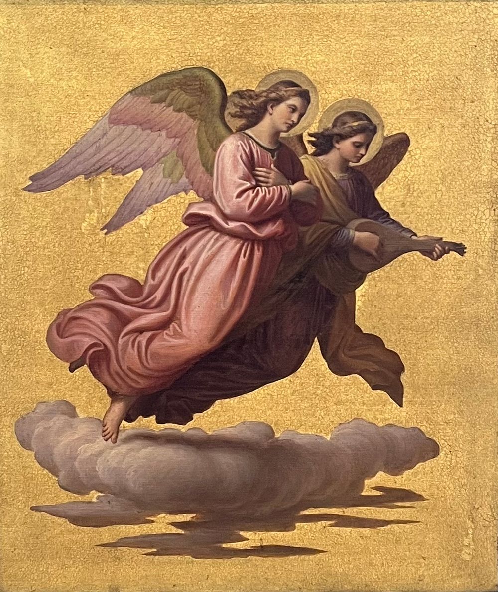 The painting "Two angels floating" by Johann von Schraudolph