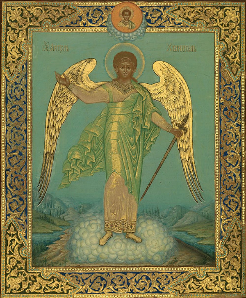 Russian Icon of Guardian Angel, signed by V. Meshkov, 1904.