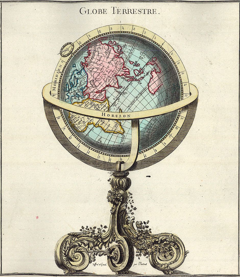 Globe terrestre, from: Claude Buy de Mornas: Atlas méthodique et elémentaire de géographie et d'histoire, Volume I, s. l.…