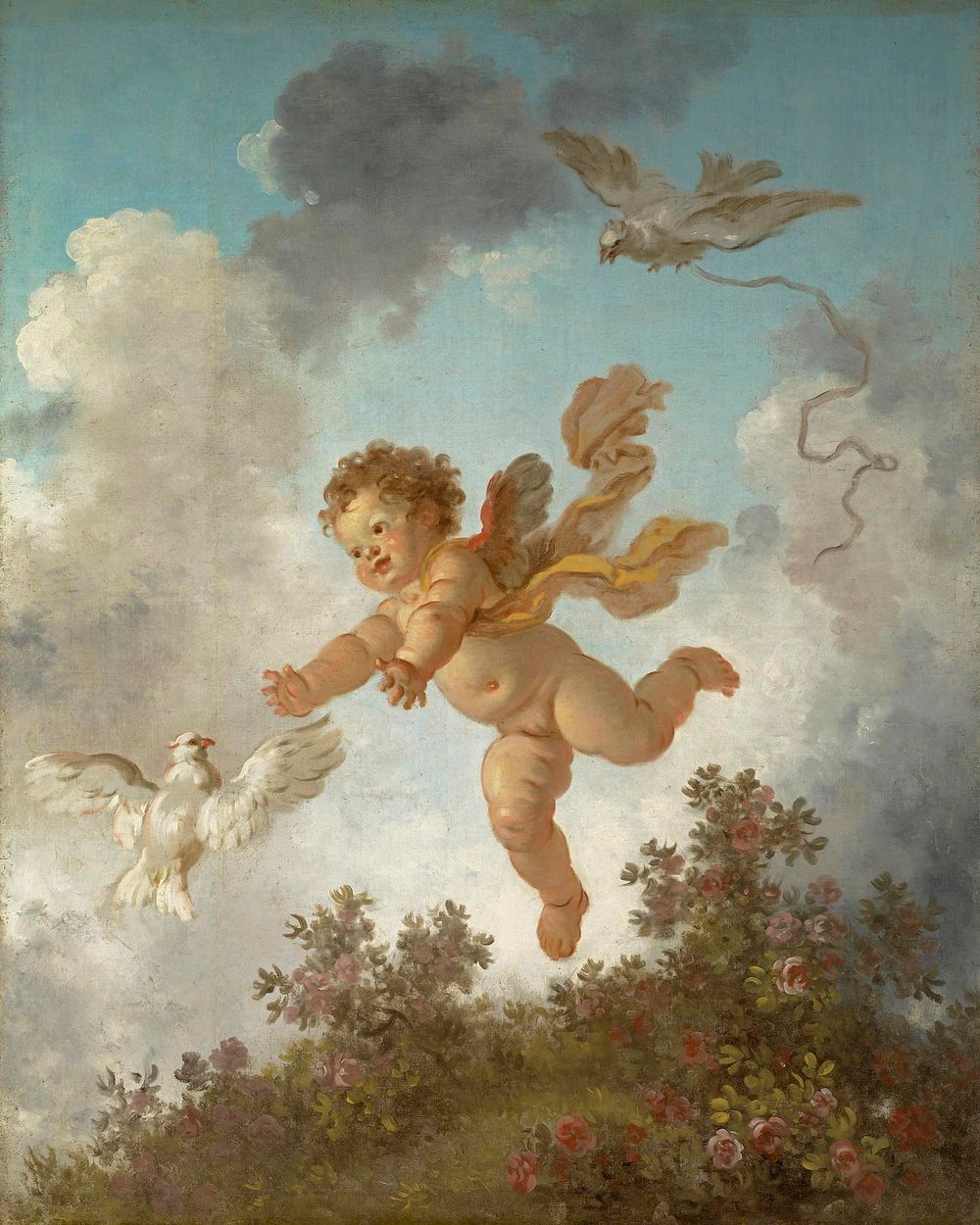 Jean-Honoré Fragonard (1732 - 1806)The Progress of Love: Love Pursuing a Dove, 1790-1791oil on canvas59 5/8 in. x 47 3/4 in.…