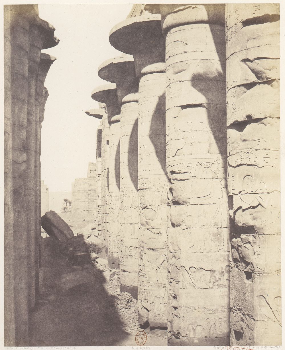 Karnak (Thèbes), Palais - Salle Hypostyle - Colonnade Centrale Vue du Point J