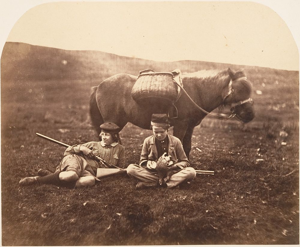 [Charlie and Peel Ross with Horse after a Hunt]