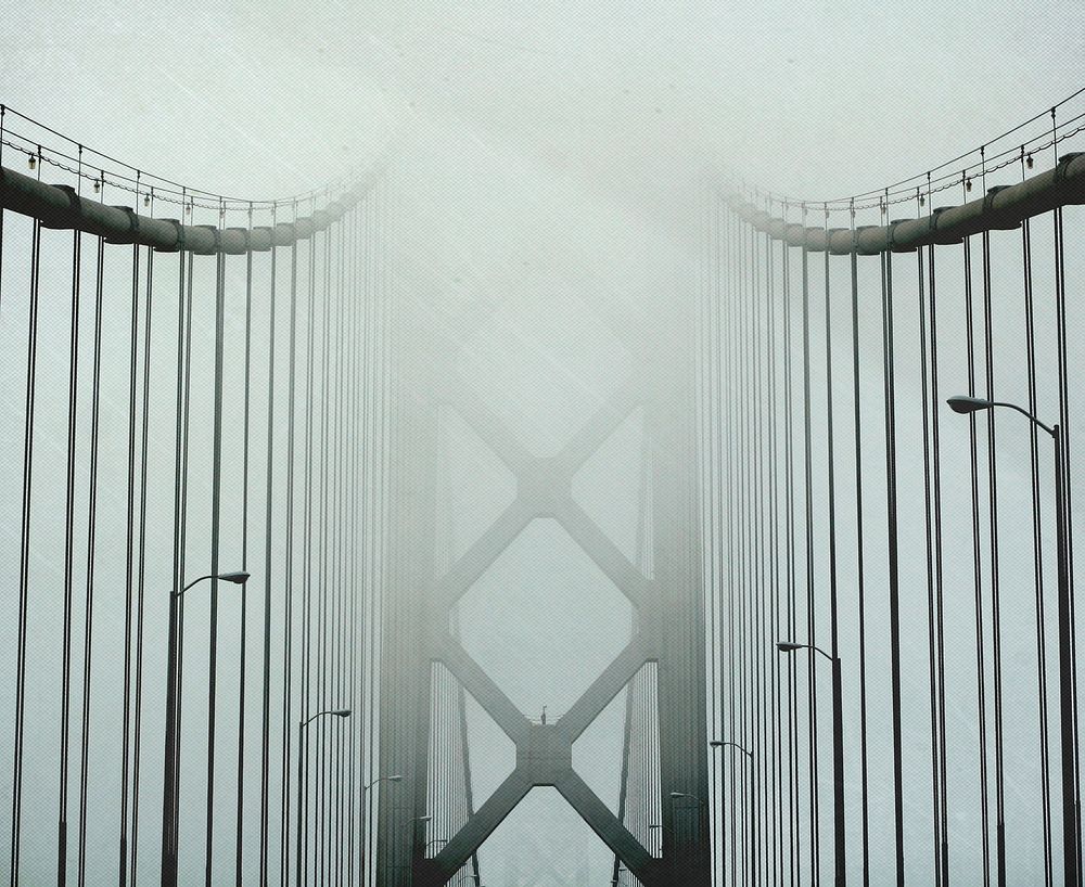 Free bridge in the clouds image, public domain modern structure CC0 photo.